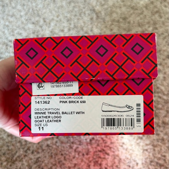 Tory Burch Minnie Travel Ballet with Leather Logo Goat Leather Flat - Picture 3 of 9